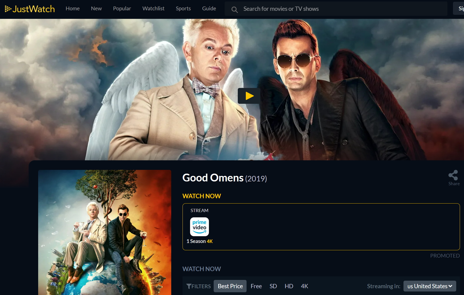 sites to watch good omens